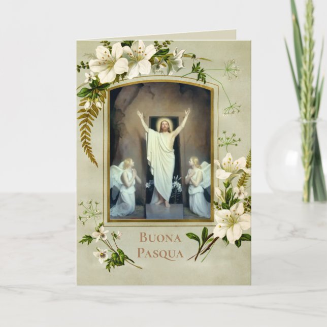 Italian Easter Blessings Buona Pasqua Holiday Card (Front)