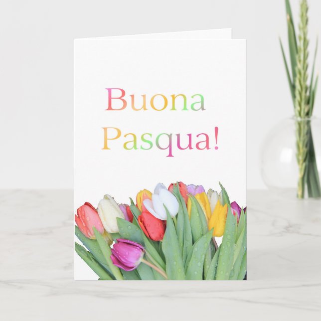 Italian Easter card - Buona Pasqua tulip bouquet (Front)