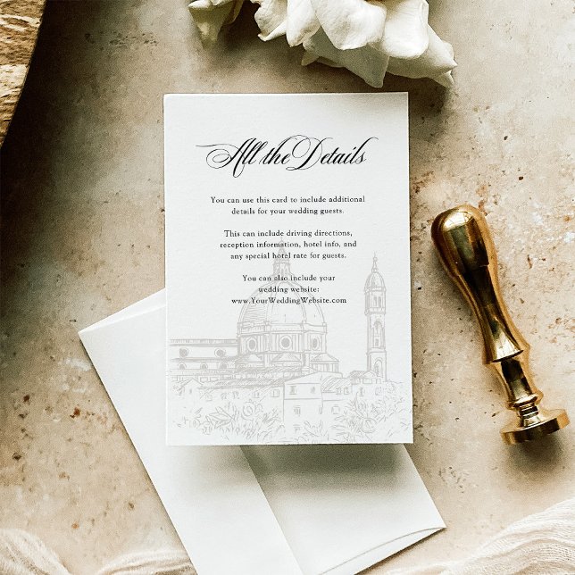 Italian Elegance Illustrated Wedding Guest Details Enclosure Card (Creator Uploaded)