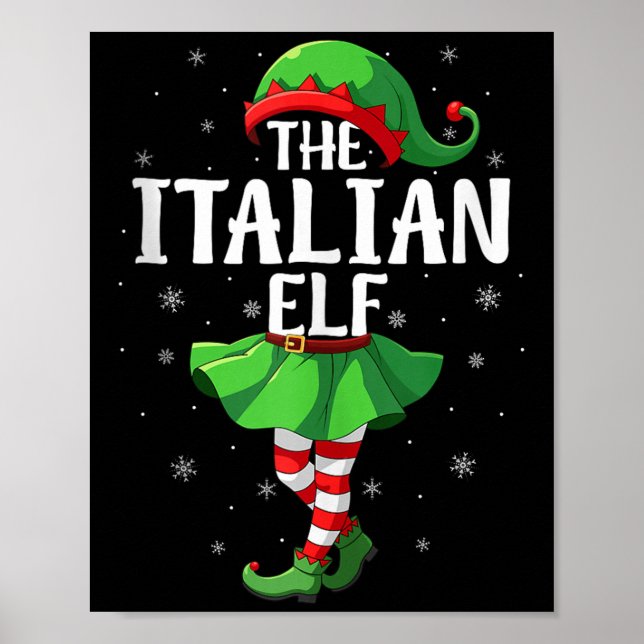 Italian Elf Christmas Girls Women Elf Squad Xmas F Poster (Front)