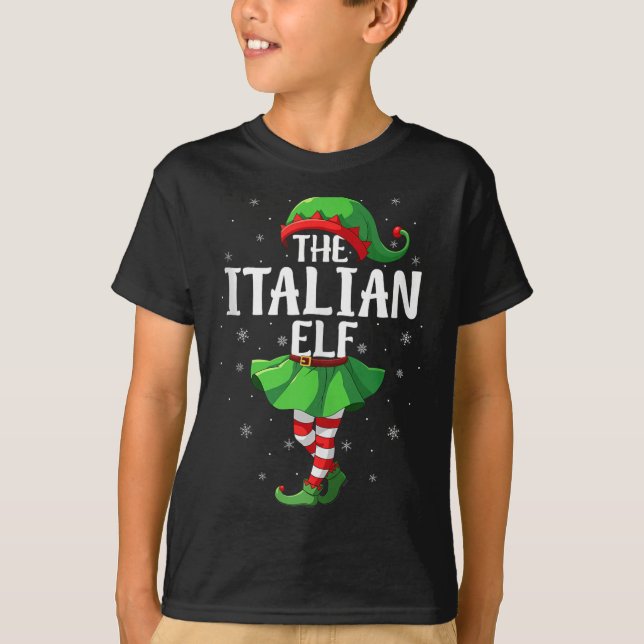 Italian Elf Christmas Girls Women Elf Squad Xmas F T-Shirt (Front)