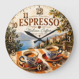 Italian Espresso Coffee Large Clock
