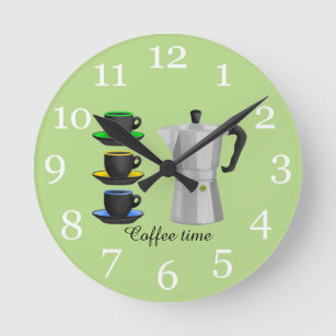 Italian Espresso Coffee Pot Round Clock