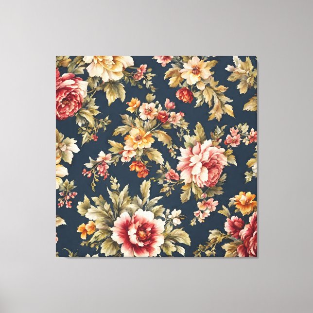 Italian Exquisite Beautiful Floral Pattern Canvas Print (Front)