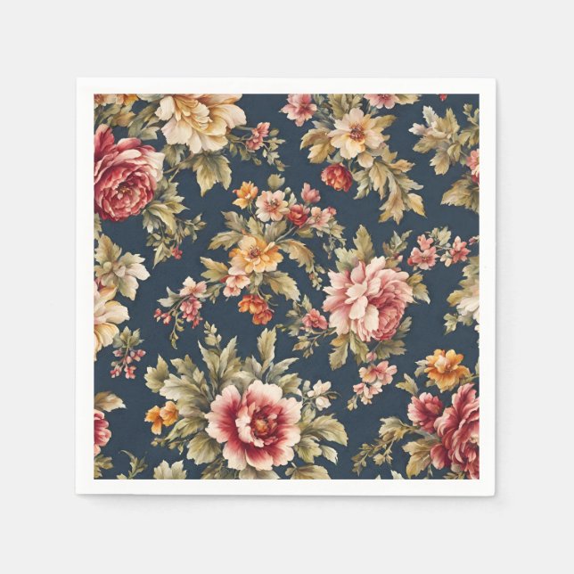 Italian Exquisite Beautiful Floral Pattern Napkin (Front)