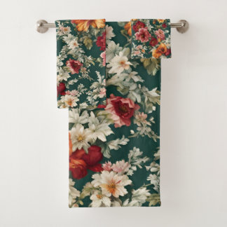 Italian Exquisite, Delicate Flowers with Greenery Bath Towel Set