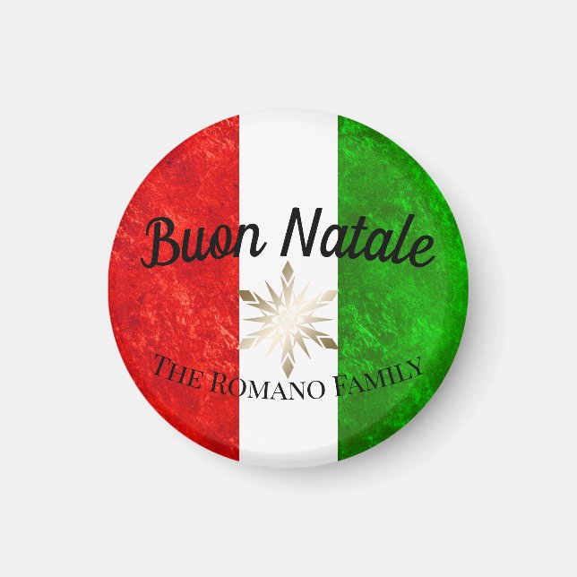 Italian Family Name Buon Natale Flag Christmas Magnet (Front)