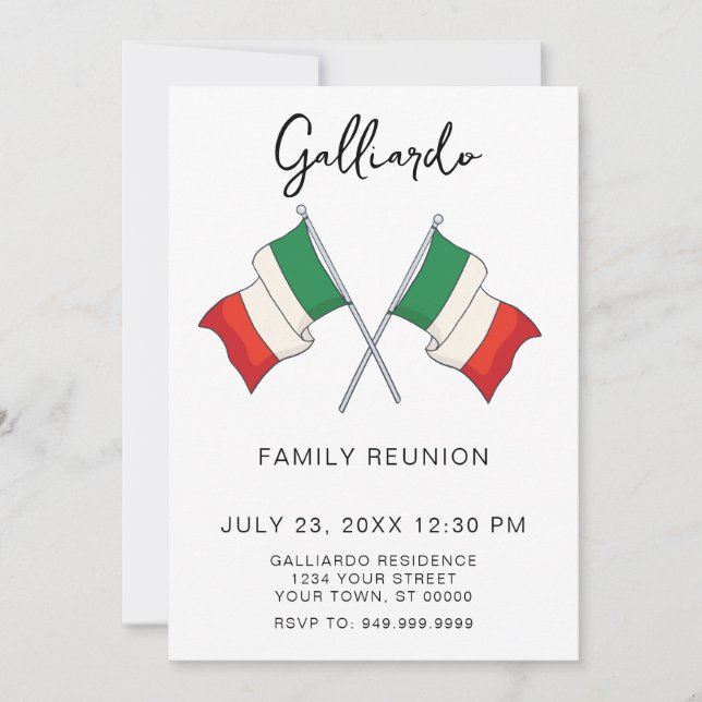 Italian Family Reunion Party Invitation (Front)