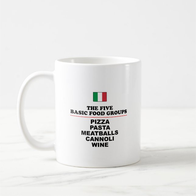 Italian Five Basic Food Groups Coffee Mug (Left)