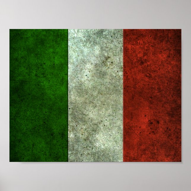 Italian Flag Aged Steel Effect Poster (Front)