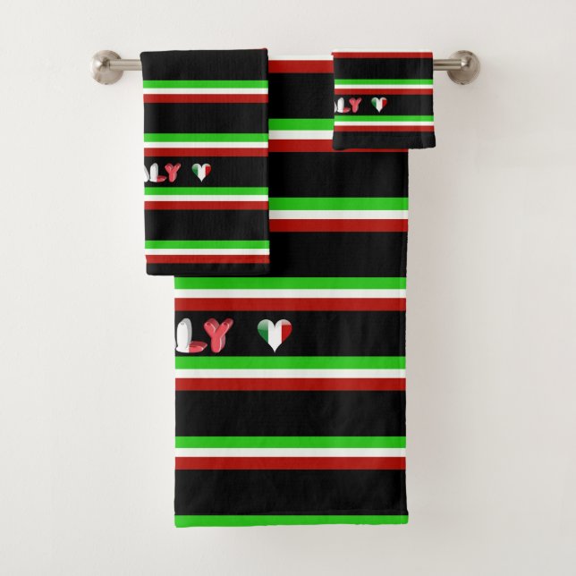 Italian flag bath towel set (Insitu)
