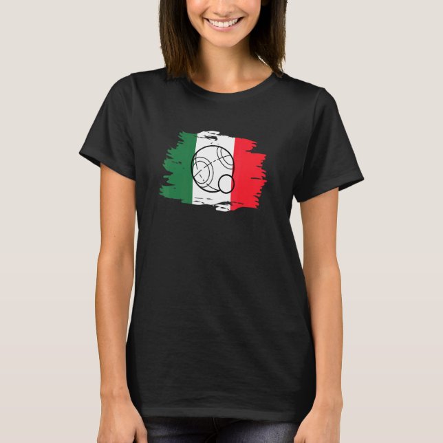 Italian Flag Bocce Ball Design Bocce Ball Tourname T-Shirt (Front)