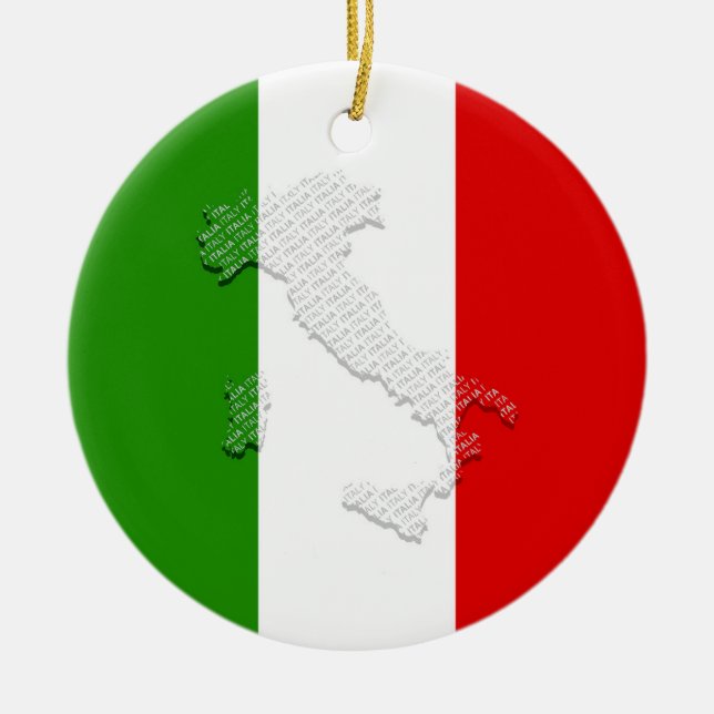 Italian flag ceramic tree decoration (Front)