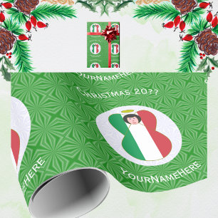 Italian Flag Christmas Angel Personalised Gift Wrapping Paper