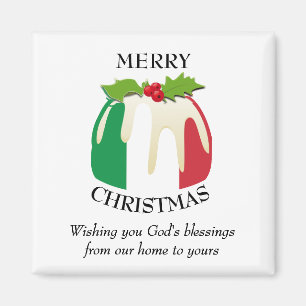 ITALIAN FLAG Christmas Pudding Magnet
