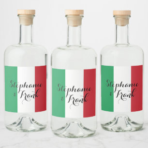 Italian Flag Colors Wedding Liquor Bottle Label