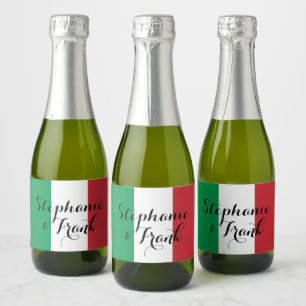 Italian Flag Colors Wedding Sparkling Wine Label
