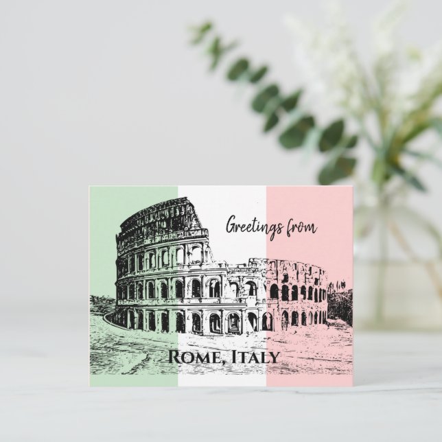 Italian Flag Colours Colosseum Design Postcard (Standing Front)