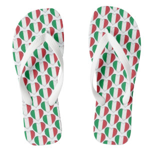 Italian Flag Colours Hearts Pattern Patriotic Flip Flops