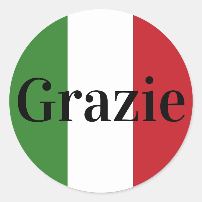 Italian Flag Colours Italy Green White Red Grazie Classic Round Sticker (Front)