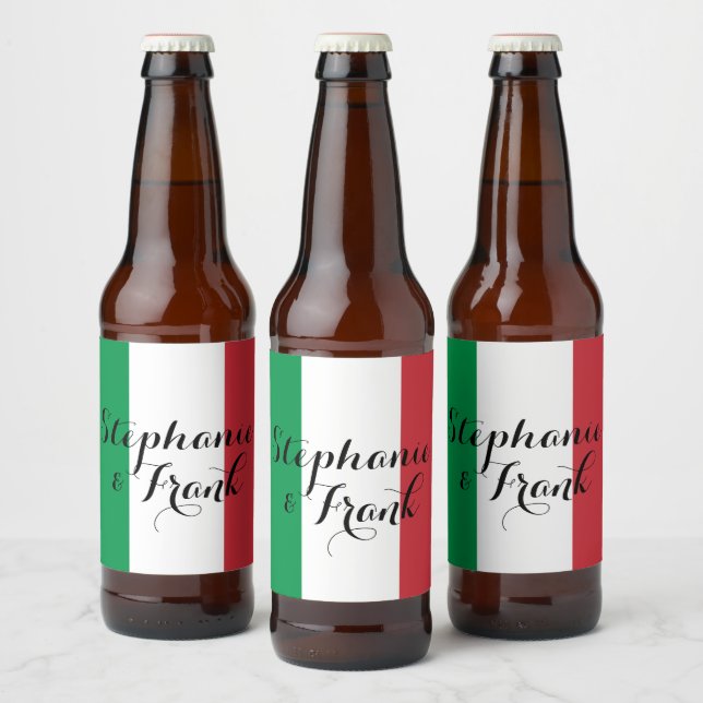 Italian Flag Colours Wedding Beer Bottle Label (Bottles)