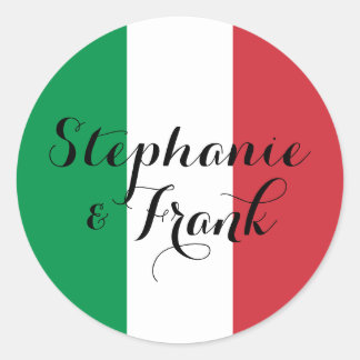 Italian Flag Colours Wedding Classic Round Sticker