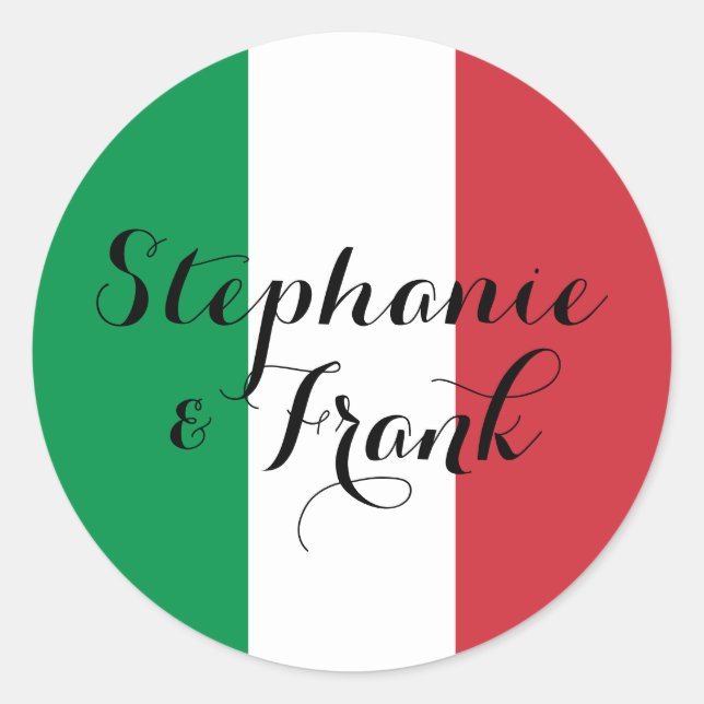 Italian Flag Colours Wedding Classic Round Sticker (Front)