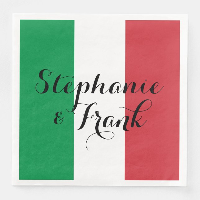 Italian Flag Colours Wedding Napkin (Front)