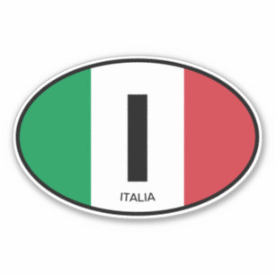 Italian flag country code oval vinyl car sticker