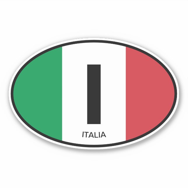 Italian flag country code oval vinyl car sticker (Front)
