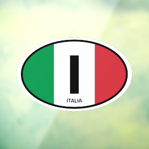 Italian flag country code oval vinyl car window cling