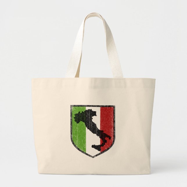 Italian Flag Crest Boot Mediaeval Large Tote Bag (Front)