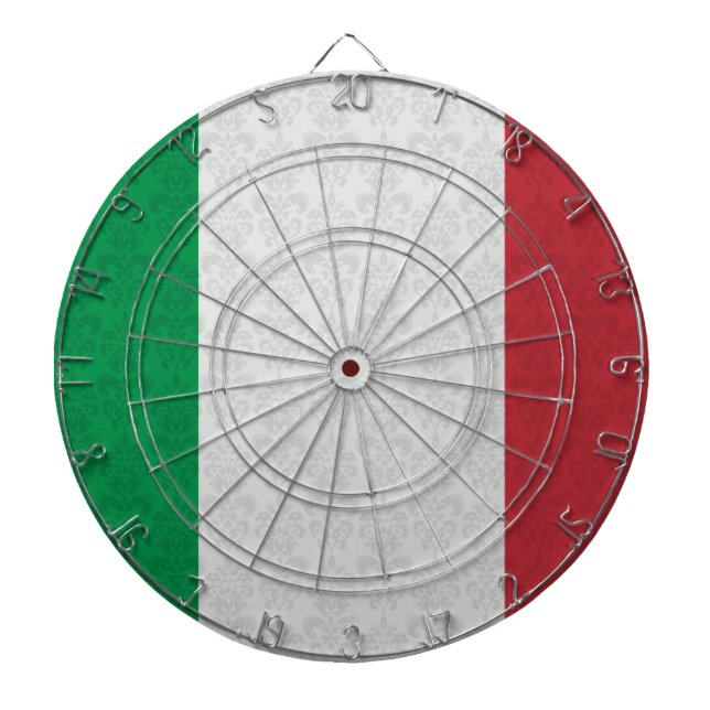 Italian Flag Damask Pattern Dartboard (Front)