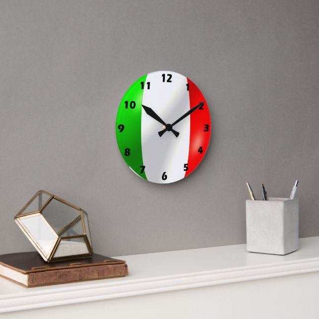 Italian Flag Design Round Clock (Office)