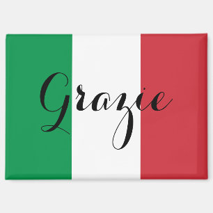 Italian Flag Elegant Calligraphy Grazie Magnet