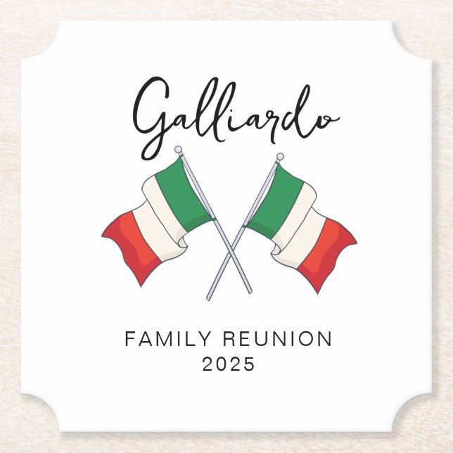 Italian Flag Family Reunion  Paper Coaster (Front)