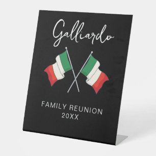 Italian Flag Family Reunion  Pedestal Sign