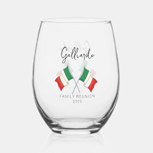 Italian Flag Family Reunion Stemless Wine Glass