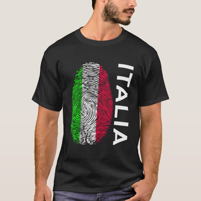 Italian Flag Fingerprint Design Italy T-Shirt (Front)