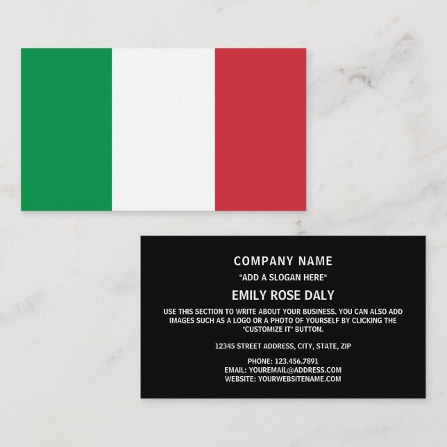 Italian Flag, Flag of Italy Business Card (Front/Back)
