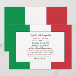 Italian Flag, Flag of Italy Wedding Invitation