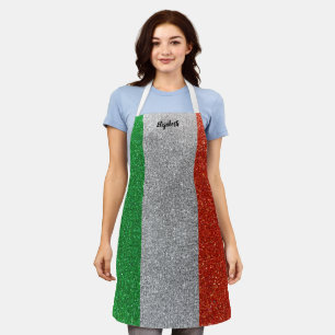 Italian Flag Food Chef Kitchen BBQ Baker Glitter Apron
