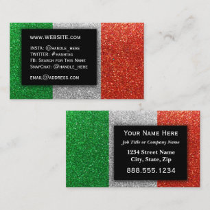 Italian Flag Glitter Professional Executive Business Card