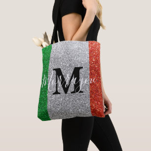Italian Flag Glitter Rome Venice Italy Travel Tote Bag