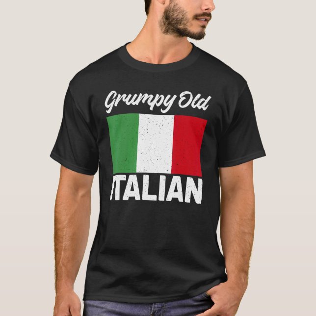 Italian Flag Grumpy Old Italian Grandpa T-Shirt (Front)