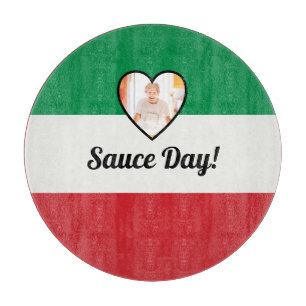 Italian Flag Heart Nonna Custom Photo Sauce Day Cutting Board