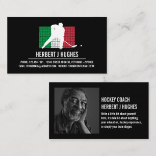 Italian Flag, Hockey Player, Hockey Coach Photo Business Card