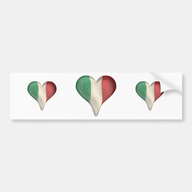 Italian Flag In A Heart Bumper Sticker (Front)