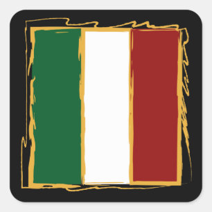 Italian Flag in Abstract Scribble Square Sticker