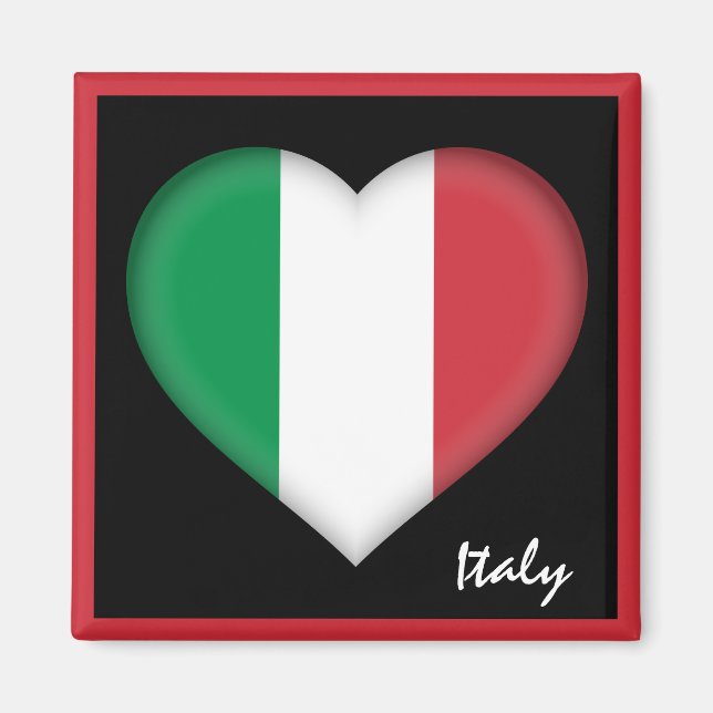 Italian flag & Italian Heart travel Italy /sports Magnet (Front)